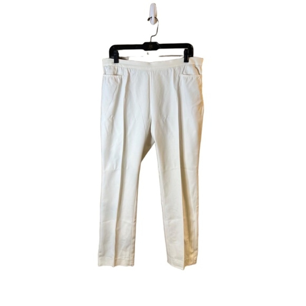 A-K-R-I-S Punto Cream Straight Leg Crop Elastic Waistband Dress Pants Size 10
